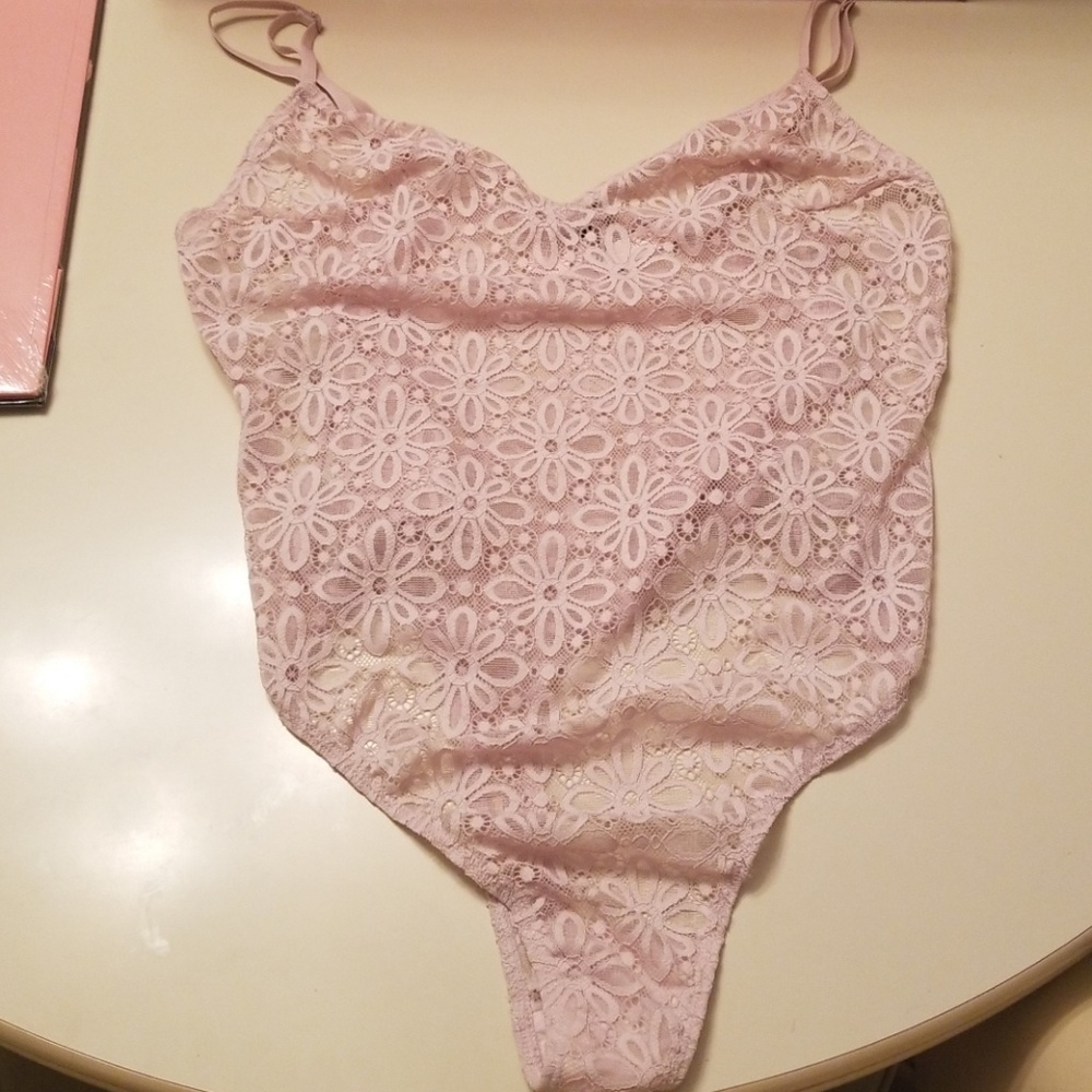 Nwt Victorias Secret Pink Lace Lingerie Cut Outs L - Picture 3 of 8